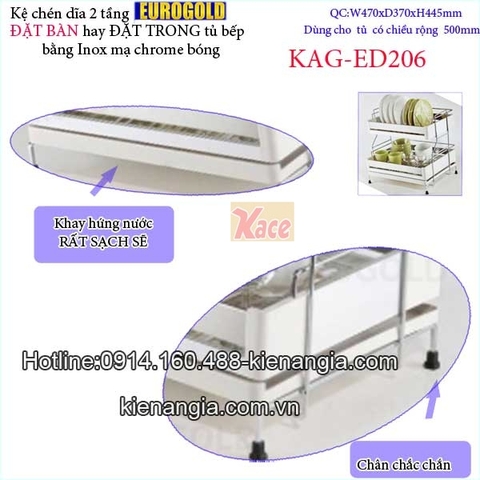 Kệ chén dĩa 2 tầng đặt bàn 500 EUROGOLD KAG-ED206