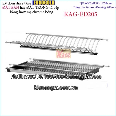 Kệ chén dĩa 2 tầng đặt bàn 600 EUROGOLD KAG-ED205