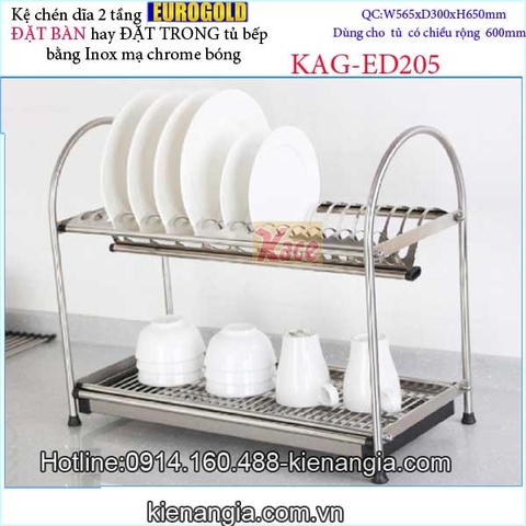 Kệ chén dĩa 2 tầng đặt bàn 600 EUROGOLD KAG-ED205