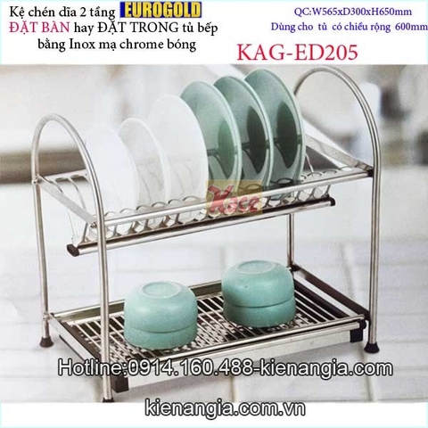 Kệ chén dĩa 2 tầng đặt bàn 600 EUROGOLD KAG-ED205