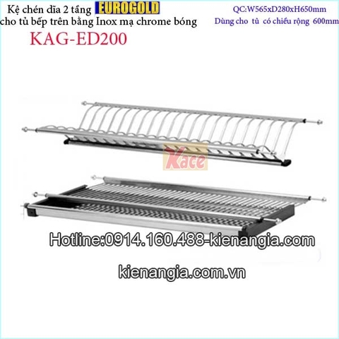 Kệ chén dĩa 2 tầng tủ bếp trên 600 EUROGOLD KAG-ED200