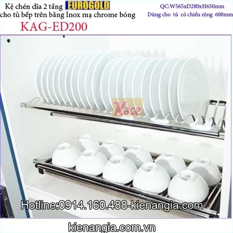 Kệ chén dĩa 2 tầng tủ bếp trên 600 EUROGOLD KAG-ED200