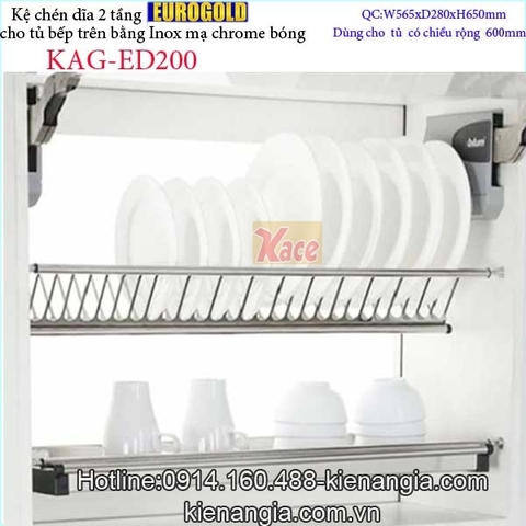 Kệ chén dĩa 2 tầng tủ bếp trên 600 EUROGOLD KAG-ED200