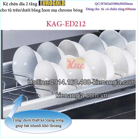 Kệ chén dĩa 2 tầng tủ bếp trên 600 EUROGOLD KAG-ED212