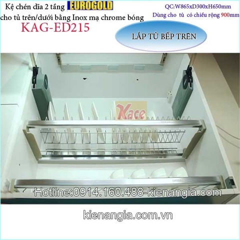 Kệ chén dĩa 2 tầng tủ bếp trên 900 EUROGOLD KAG-ED215
