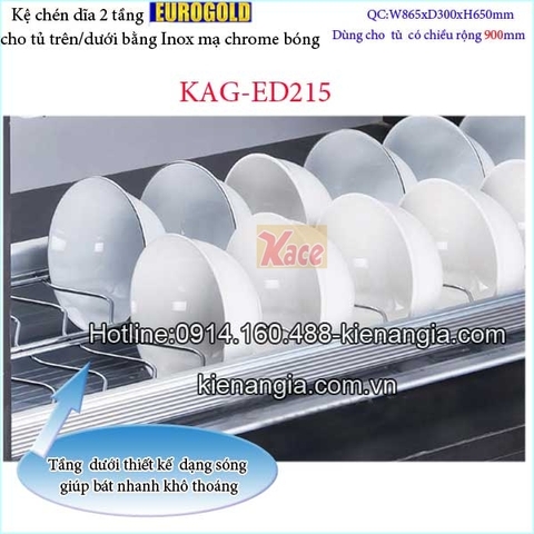 Kệ chén dĩa 2 tầng tủ bếp trên 900 EUROGOLD KAG-ED215