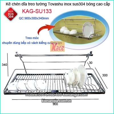 Kệ chén dĩa căn hộ chung cư dài 90cm Tovashu cao cấp KAG-SU133