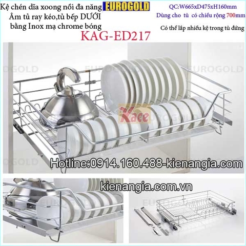 Kệ chén dĩa đa năng 700 EUROGOLD âm tủ KAG-ED217