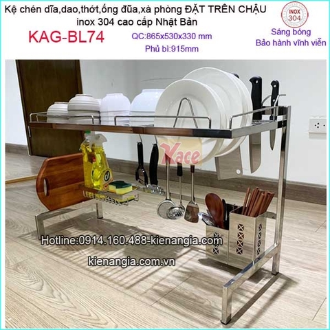 Kệ chén dĩa đa năng đặt trên chậu rửa KAG-BL74