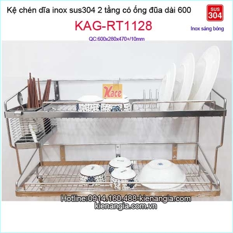 Kệ chén dĩa đa năng inox sus304 2 tầng dài 6 tấc KAG-RT1128