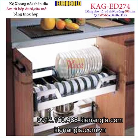 Kệ chén dĩa inox hộp âm tủ 60cm EUROGOLD-KAG-ED274