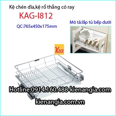 Kệ chén dĩa inox tủ bếp dưới KAG-I812