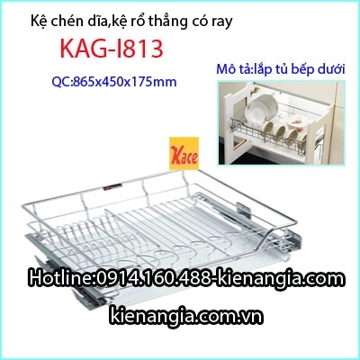 Kệ chén dĩa inox tủ bếp dưới KAG-I812