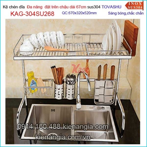 Kệ chén dĩa Tovashu đặt trên chậu rửa chén dài 67cm KAG-304SU268