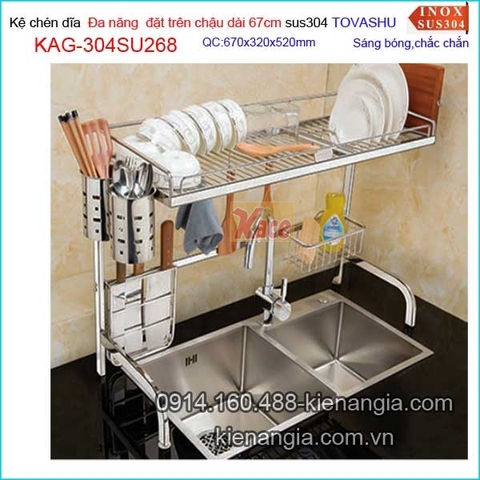 Kệ chén dĩa Tovashu đặt trên chậu rửa chén dài 67cm KAG-304SU268