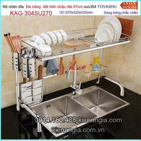 Kệ chén dĩa Tovashu đặt trên chậu rửa chén dài 97cm KAG-304SU270