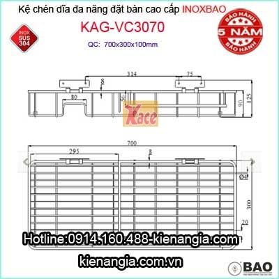 Kệ chén dĩa treo tường inox 304 INOXBAO cao cấp VC3070