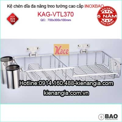 Kệ chén dĩa treo tường inoxbao 304 cao cấp VTL370