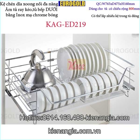 Kệ chén dĩa xoong nồi 800 EUROGOLD âm cánh tủ KAG-ED219