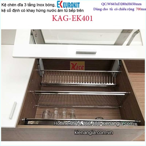 Kệ chữ V 3 tầng âm tủ bếp trên EUROKIT-KAG-EK401