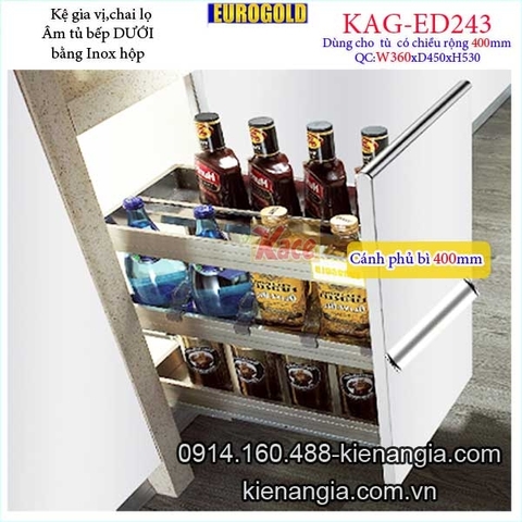 Kệ gia vị chai lọ inox hộp tủ 400 EUROGOLD-KAG-ED243
