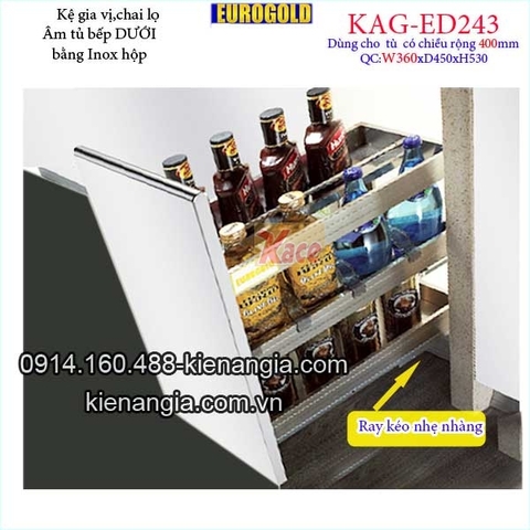 Kệ gia vị chai lọ inox hộp tủ 400 EUROGOLD-KAG-ED243