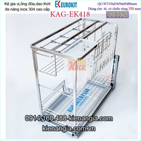 Kệ gia vị dao thớt đa năng âm tủ 35cm KAG-EK418, khuyến mãi phí lắp đặt trong TPHCM