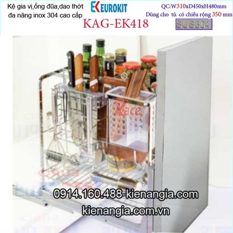 Kệ gia vị dao thớt đa năng âm tủ 35cm KAG-EK418, khuyến mãi phí lắp đặt trong TPHCM