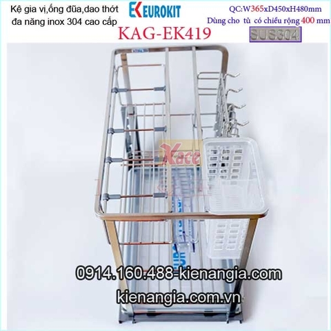 Kệ gia vị dao thớt đa năng âm tủ 40cm KAG-EK419, khuyến mãi phí lắp đặt trong TPHCM