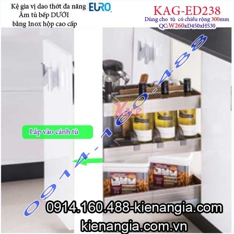 Kệ gia vị dao thớt inox hộp tủ 300 EUROGOLD-KAG-ED238