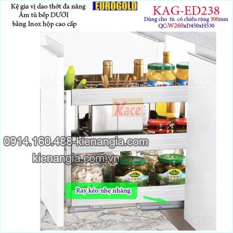 Kệ gia vị dao thớt inox hộp tủ 300 EUROGOLD-KAG-ED238