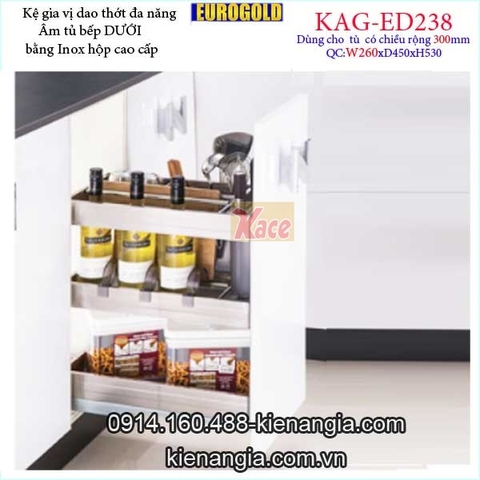 Kệ gia vị dao thớt inox hộp tủ 300 EUROGOLD-KAG-ED238