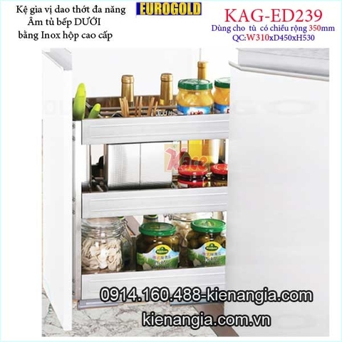 Kệ gia vị dao thớt inox hộp tủ 350 EUROGOLD-KAG-ED239