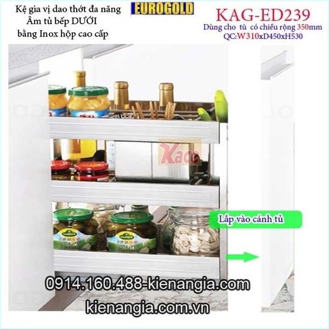 Kệ gia vị dao thớt inox hộp tủ 350 EUROGOLD-KAG-ED239