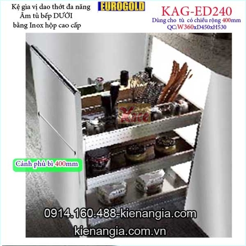 Kệ gia vị dao thớt inox hộp tủ 400 EUROGOLD-KAG-ED240
