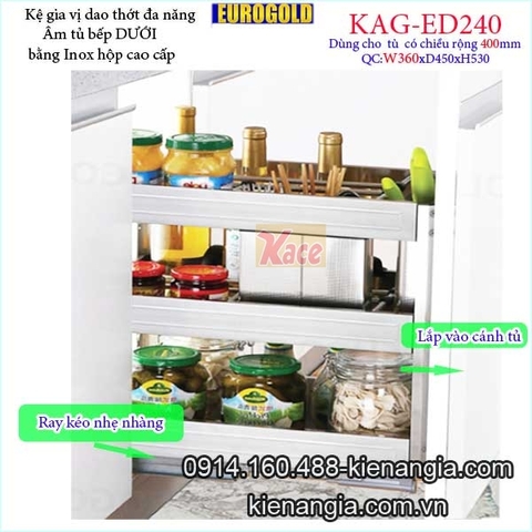 Kệ gia vị dao thớt inox hộp tủ 400 EUROGOLD-KAG-ED240