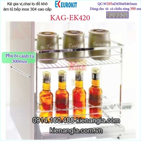 Kệ gia vị,chai lọ âm tủ 30cm EUROKIT KAG-EK420