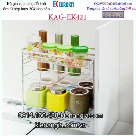 Kệ gia vị,chai lọ âm tủ 35cm EUROKITS KAG-EK421, KM phí lắp đặt TPHCM