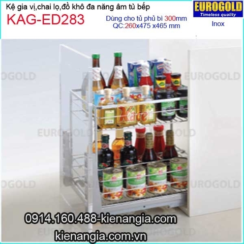 Kệ gia vị,chai lọ inox âm tủ 30cm EUROGOLD-KAG-ED283
