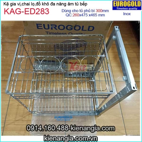 Kệ gia vị,chai lọ inox âm tủ 30cm EUROGOLD-KAG-ED283