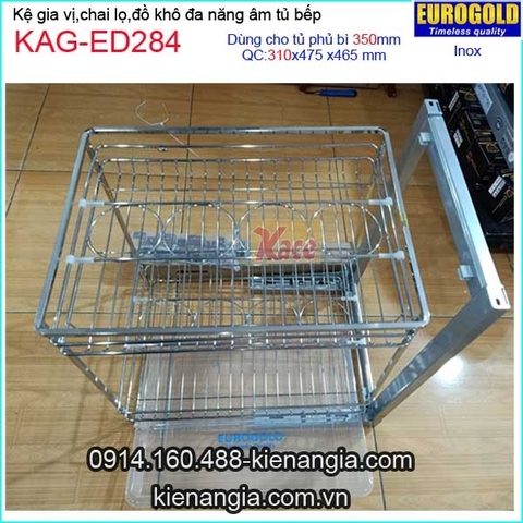 Kệ gia vị,chai lọ inox âm tủ 35cm EUROGOLD-KAG-ED284