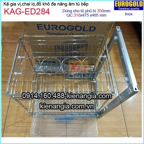 Kệ gia vị,chai lọ inox âm tủ 35cm EUROGOLD-KAG-ED284