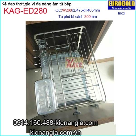Kệ gia vị,dao thớt inox âm tủ 30cm EUROGOLD-KAG-ED280