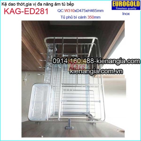 Kệ gia vị,dao thớt inox âm tủ 35cm EUROGOLD-KAG-ED281