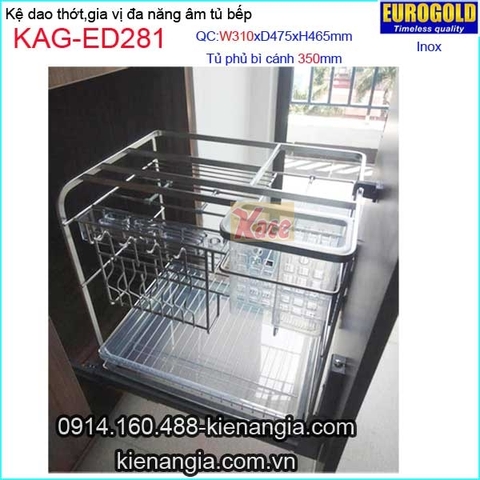 Kệ gia vị,dao thớt inox âm tủ 35cm EUROGOLD-KAG-ED281