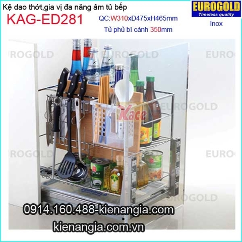Kệ gia vị,dao thớt inox âm tủ 35cm EUROGOLD-KAG-ED281