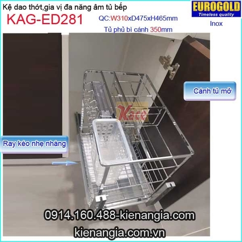 Kệ gia vị,dao thớt inox âm tủ 35cm EUROGOLD-KAG-ED281