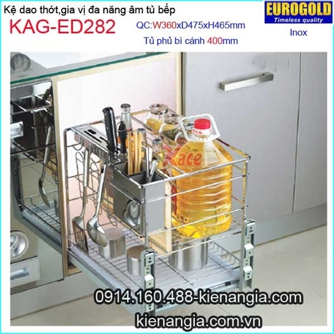 Kệ gia vị,dao thớt inox âm tủ 40cm EUROGOLD-KAG-ED282