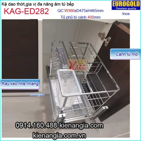 Kệ gia vị,dao thớt inox âm tủ 40cm EUROGOLD-KAG-ED282