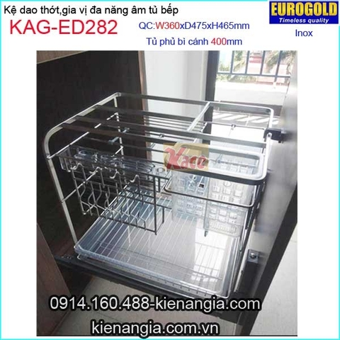 Kệ gia vị,dao thớt inox âm tủ 40cm EUROGOLD-KAG-ED282